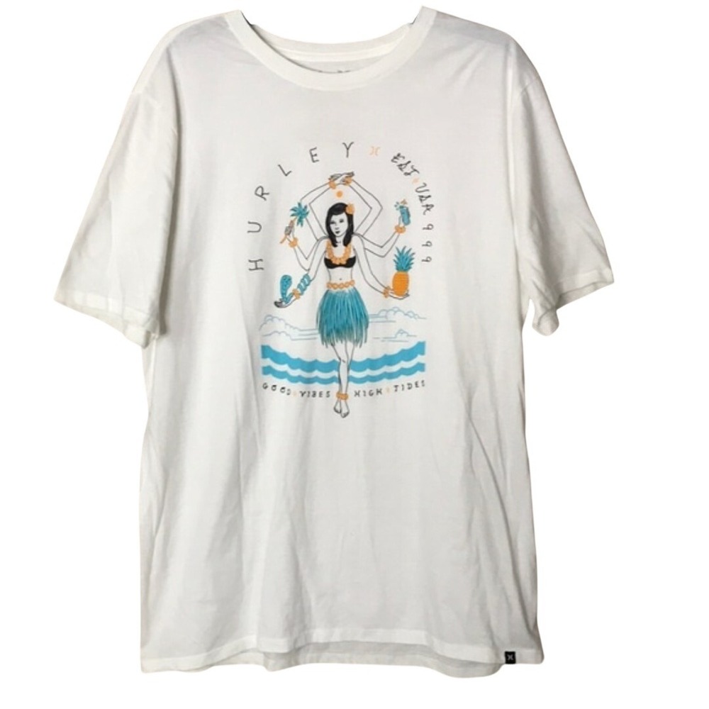 Hurley Men's T-Shirt Hulightenment Hawaiian White Good vibes high tides large